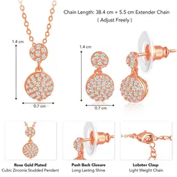Peora Rose Gold Plated CZ Studded Jewellery Set image 5
