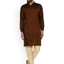 VEERA PARIDHAAN Mandarin Collar Angrakha Straight Kurta-image-67