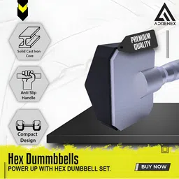 ADRENEX Set Of 2 Hexagon Fixed Weight Dumbbell - 2.5 kg Each image 5