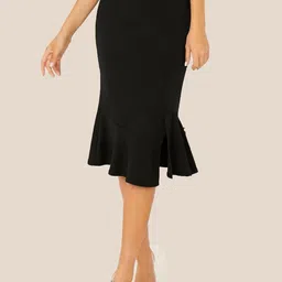 QIOA Pencil Fish Cut Knee Length Skirt-picture-21