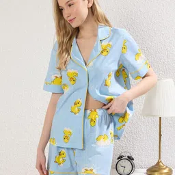 Trendyol WomenPrinted Pure Cotton Night suits-picture-29
