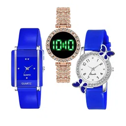 THE SHOPOHOLIC Women Pack Of 3 Dial & Straps Analogue and Digital Watches TR-K-BF-BLUE-picture-36