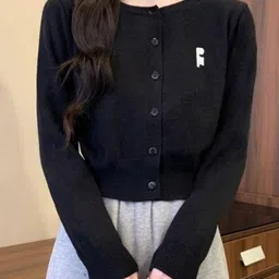 KPOP Women Solid Crop Cardigan-image-69