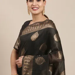 Anouk Rustic Woven Design Zari Linen Blend Banarasi Saree image 5