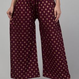 FAMBEE Women Printed Flared Knitted Ethnic Palazzos-image-48
