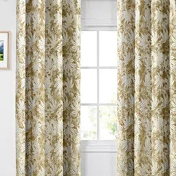 Aura Brown & White Set of 2 Floral Door Curtain-picture-46