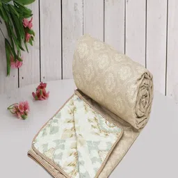 Myntra Elegant Homes Beige & White Geometric Microfiber AC Room 150 GSM Double Bed Dohar-image-23
