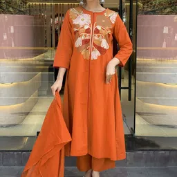Moda Rapido Women Ethnic Motifs Embroidered Empire Thread Work Kurta with Trousers & With Dupatta-picture-39