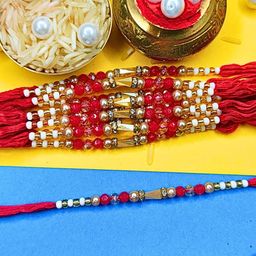 Anouk Set Of 12 Beaded Cotton Thread with AD Stones & Meenakari Designer Rakhi for Brother-image-53