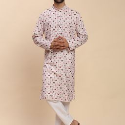 Pro-Ethic STYLE DEVELOPER Printed Mandarin Collar Pure Cotton Straight Kurta With Pyjamas-picture-12