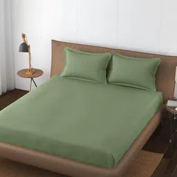 Trance Home Linen Green 400 TC King Bedsheet with 2 Pillow Covers-picture-10