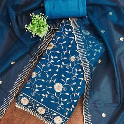 MANVAA Floral Embroidered Sequinned Unstitched Dress Material-image-29