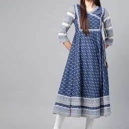 IKRASS Women Paisley Printed Thread Work Anarkali Kurta-image-30