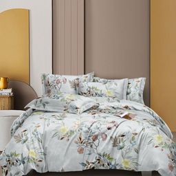 MORADO Grey & Brown Floral 210 TC Single Bedsheet Set 91 cm x 182 cm-image-35