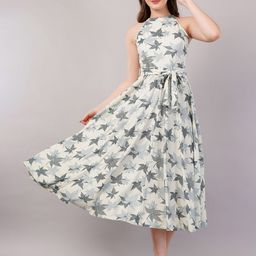 Purple State Floral Halter Neck Fit & Flare Maxi Dress-image-11