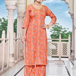 London Hills Women Floral Printed Regular Kurti with Palazzos-picture-40