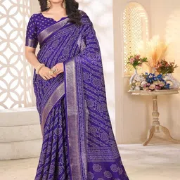 SSHAGUN LIFESTYLE Bandhani Printed Zari Silk Cotton Saree-picture-46