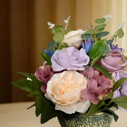 Cortina Green And Purple Rose Artificial Flower With Pot-6