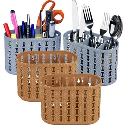 Kuber Industries Grey Pack of 4 Self Design Stationery Organizer With 3 Compartments-22