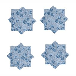 HANDICRAFT PALACE 6 - Pcs Light Blue Floral Printed Cotton Table Napkins-1