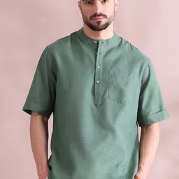 FILORI Men Geometric Thread Work Dobby Kurta-49