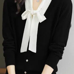 StyleCast Women Colourblocked Cashmere Cardigan-picture-31