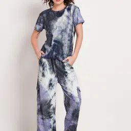 Lugo Tie And Dyed Self Design Round Neck T-shirt With Trouser-image-49