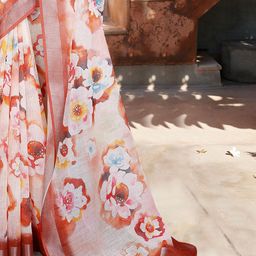 Anouk Rustic Floral Printed Block Print Saree image 5
