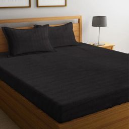 hosta homes Black Striped 280 TC Cotton Blend Queen Sized Bed Sheets with 2 Pillow Covers-picture-29