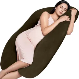 U-Shaped Pregnancy Pillow | Maternity Body Pillow with Velvet Cover Polyester Fibre Stripes, Solid Pregnancy Pillow Pack of 1-image-93