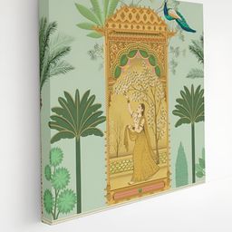 SAF Green & Brown Rajasthani Printed Canvas Wall Art-21