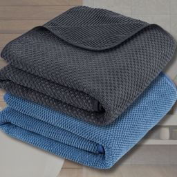 Fezora Grey & Blue 2 Pieces Microfiber 320 GSM Bath Towels-8
