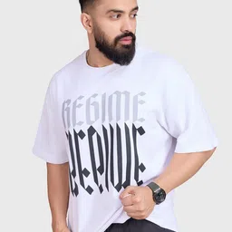 FUAARK Men Typography Printed Round Neck Cotton Oversized T-shirt-image-57