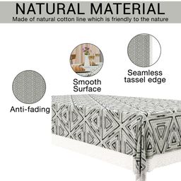 Kuber Industries Grey & Black Geometric Printed Waterproof 4-Seater Table Cover image 4