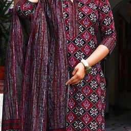 PMD Fashion Women Printed Regular Kurta with Trousers & With Dupatta image 2
