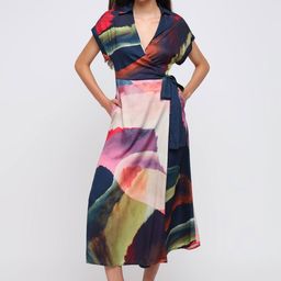 COVER STORY Women Abstract Print Satin A-Line Midi Dress-picture-33