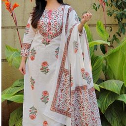 Shedika Women Floral Printed Regular Kurta with Trousers & With Dupatta-image-3