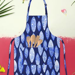 ArtzFolio Blue & White Printed Cotton Aprons-58