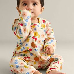 My Milestones Infant Girls Conversational Printed Pure Cotton Romper-38