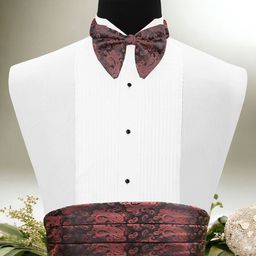 PELUCHE Men Woven Design Cummerbund, Bow Tie & Pocket Square Set-image-39