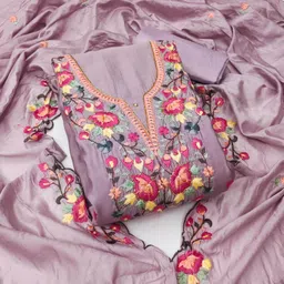 HERE&NOW Floral Embroidered Beads And Stones Unstitched Dress Material-image-45