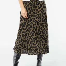 KIABI Leopard Printed A-Line Midi Skirt-image-53