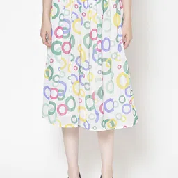 MINOS Printed Flared Midi Skirt-image-87