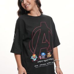 Tokyo Talkies Women Marvel Avengers Printed Oversized Cotton T-Shirt-image-42