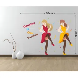 LANSTICK Pink & Yellow Splash-Proof Eco-Friendly Dancing Girls Wallpaper-image-77