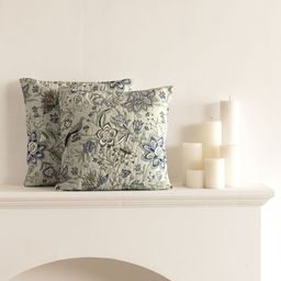 Clasiko Green & White Set of 2 Floral Square Cushion Covers-28