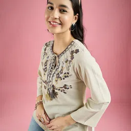 DressBerry Floral Print Tie-Up Neck Top-image-8