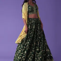 DIVASTRI Embroidered Semi-Stitched Lehenga & Unstitched Blouse With Dupatta-picture-14