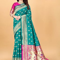 VenderVilla Woven Design Silk Blend Paithani Saree-image-10