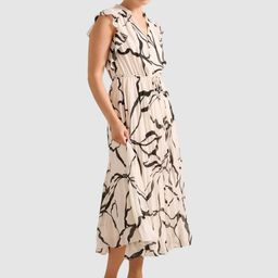 Forever New Women Abstract Printed V-Neck A-Line Midi Dress-image-38